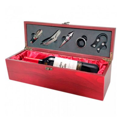 Set de vino estuche cofre madera
