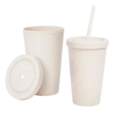 Mug fibra de trigo con cañita